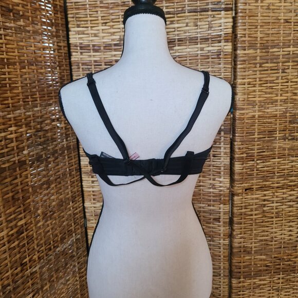 Victoria's Secret 36D Sexy Little Things Black Sequin Push-Up Bra Underwire Glam - Picture 2 of 8